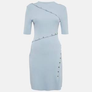 Pre Owned فستان شورت مضلع باللون الأزرق من ماج مقاس متوسط