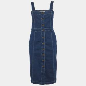 Pre Owned Maje Blue Denim Button Down Midi Dress L