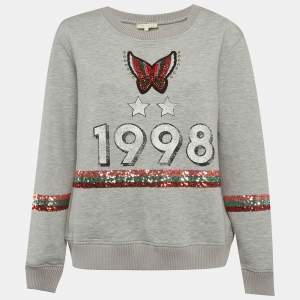 Pre Owned Maje Grey Printed Neoprene Sweatshirt L