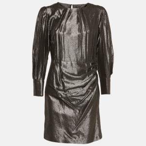 Pre Owned Maje Metallic Lamé Striped Short Dress L