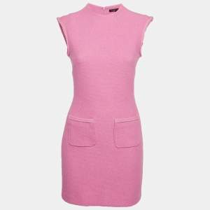 مملوكة مسبقًا فستان ميني بدون أكمام من ماج بلون وردي بنسيج التويد مقاس صغير جدًا