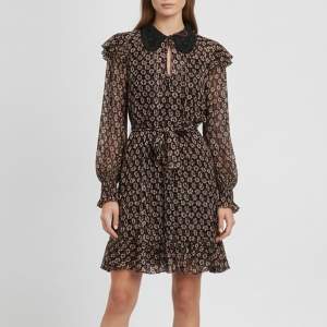 Pre Owned Maje Black Printed Lurex Chiffon Ruffle Mini Dress M 