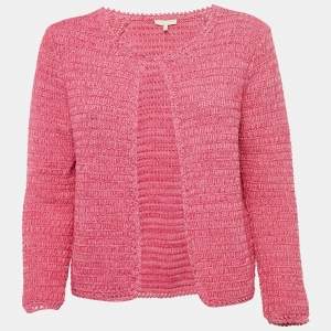 Maje Pink Knit Madona Chunky Cardigan L