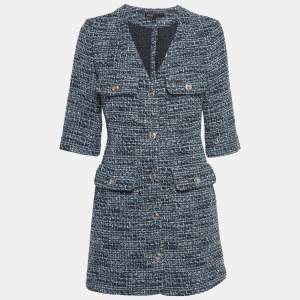 Maje Blue Tweed Mini Dress M