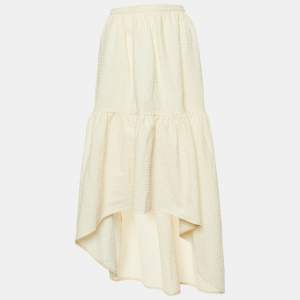 Maje Cream Textured Cotton Asymmetrical Skirt M
