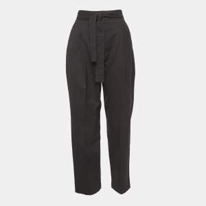 Maje Black Gabardine Belted Formal Trousers S
