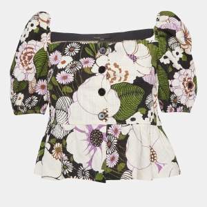 Maje Multicolor Floral Print Cotton Buttoned Blouse M