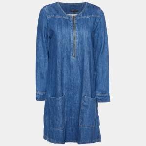 Maje Blue Denim Zip Detail Roukia Shift Dress L