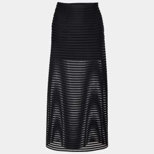 Maje Black Mesh & Jersey Jeunesse Maxi Skirt S