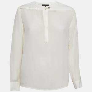 Maje Cream Silk Long Sleeve Blouse S