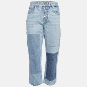 Maje Blue Patch Work Denim High Rise Jeans S Waist 26"