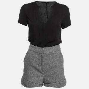 Maje Black Crepe & Wool Blend Buttoned Back Jumpsuit S