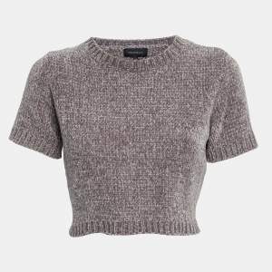 Majorelle Grey Rib Knit Denitza Chenille Crop Top L