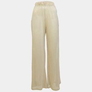 Majorelle Metallic Lurex Knit Sheer Wide-Leg Pants M