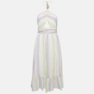 Majorelle Multicolor Candy Stripes Cotton Midi Dress S