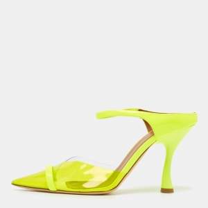 Malone Souliers Neon Yellow Patent Leather and PVC Iona Mules Size 37