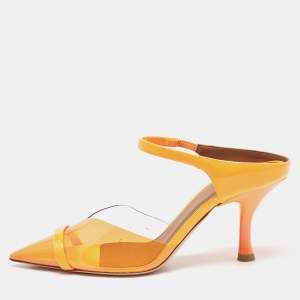 Malone Souliers Neon Orange PVC and Patent Leather Iona Mules Size 36