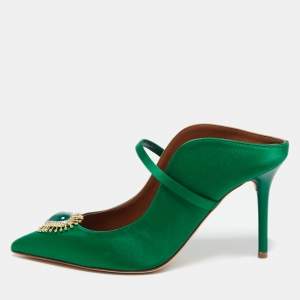 Malone Souliers Green Satin Heart Embellished Maureen Pumps Size 37