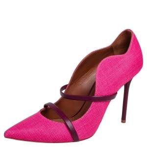 Pre Owned Malone Souliers Purple/Pink Fabric and Leather Maureen Pumps Size 39