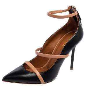 Pre Owned Malone Souliers Black/Beige Leather Robyn Pumps Size 39