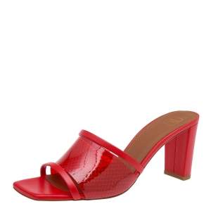 Pre Owned Malone Souliers Red PVC And Leather Demi Slide Sandals Size 39
