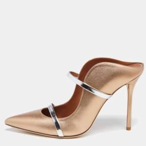 Pre Owned Malone Souliers Gold Leather Maureen  Sandals Size 40
