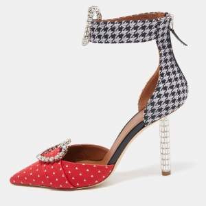 Pre Owned Malone Souliers Tricolor Canvas Camille Ankle Strap Sandals Size 37