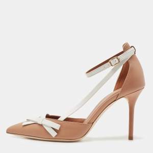 Malone Souliers Beige/White Leather Ankle Strap Sandals Size 38