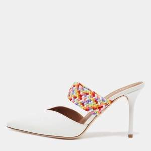 Malone Souliers White/Multicolor Leather and Woven Fabric Maisie Mules Size 39