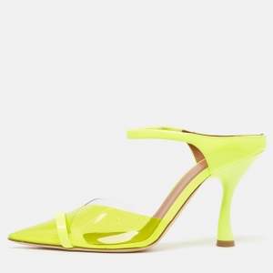 Malone Souliers Neon Yellow Patent and PVC Iona Mules Size 37