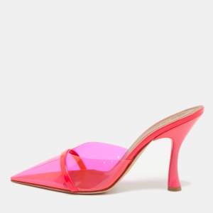 Malone Souliers Pink PVC and Patent Joella Mules Size 38