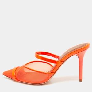 Malone Souliers Orange Mesh and Patent Clio Mules Size 35 
