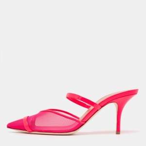 Malone Souliers Neon Pink Mesh and Patent Leather Clio Mules Size 39