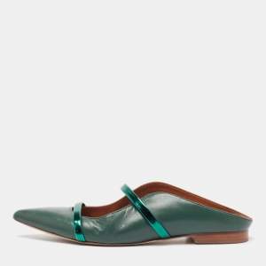 Malone Souliers Green Leather Maureen Flat Mules Size 38
