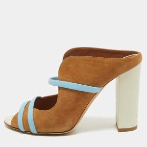 Pre Owned Malone Souliers Brown/Blue Suede and Leather Maureen Sandals Size 38