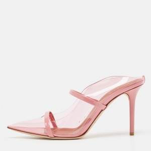 Pre Owned Malone Souliers Pink Patent Leather and PVC Maureen Mules Size 40