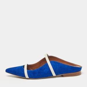 Malone Souliers Blue Leather and Suede Maureen Flats Size 36