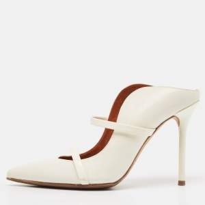 Malone Souliers White Leather Maureen Mules Size 37