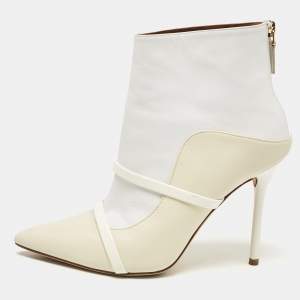 Malone Souliers Cream/White Leather Madison Pointed Toe Ankle Boots Size 37