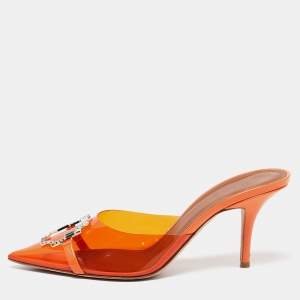 Pre Owned Malone Souliers Orange PVC Missy Mules Size 40