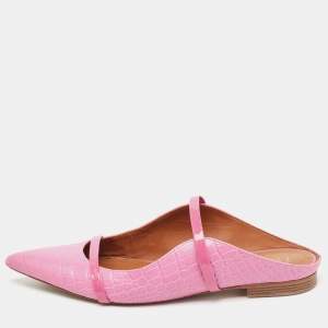 Malone Souliers Purple Embossed Crocodile Maureen Flat Mules Size 42