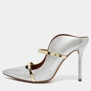 Malone Souliers Silver Leather Maureen Mules Size 38