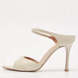 Malone Souliers Cream Leather Una Ankle Strap Sandals Size 38