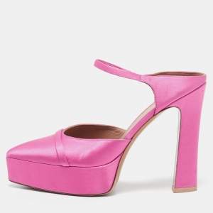 Malone Souliers Pink Satin Platform Pumps Size 38