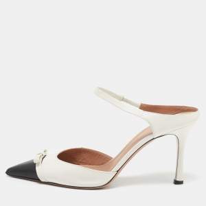 Malone Souliers Black/Ivory Leather Blythe Heel Mules Size 40