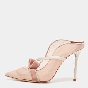 Malone Souliers Pink Leather and Mesh Margueritee Mules Size 39