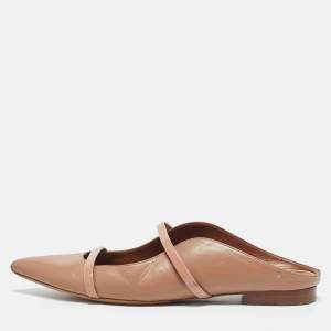 Malone Souliers Beige Leather Maureen Pointed Toe Flat Mules Size 40