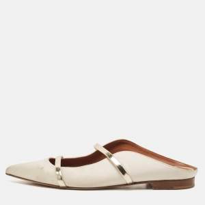 Malone Souliers Gold/Cream Satin and Maureen Flat Mules Size 39