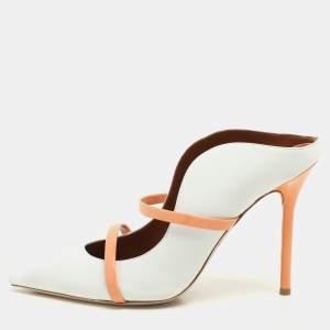 Malone Souliers White/Peach Leather Maureen Mules Size 38