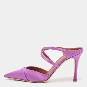 Malone Souliers Violet Satin Yoana Mules Size 36.5